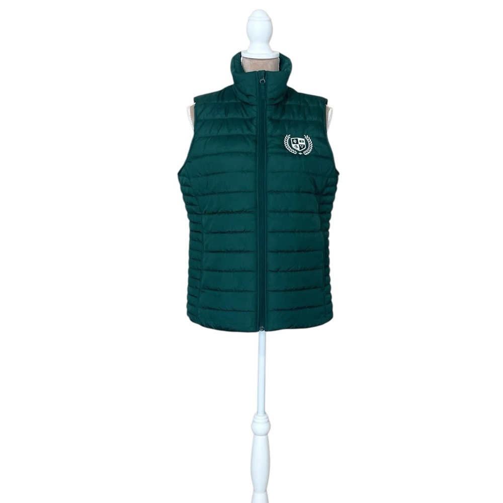 EUC Lands' End Dark Green Puffer Vest